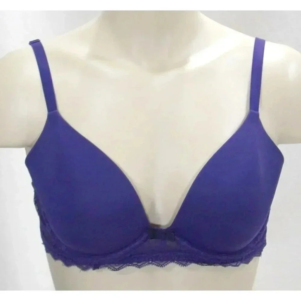 Gap Body Favorite Plunge Lace‎ Trimmed Underwire Bra 34C Blue
